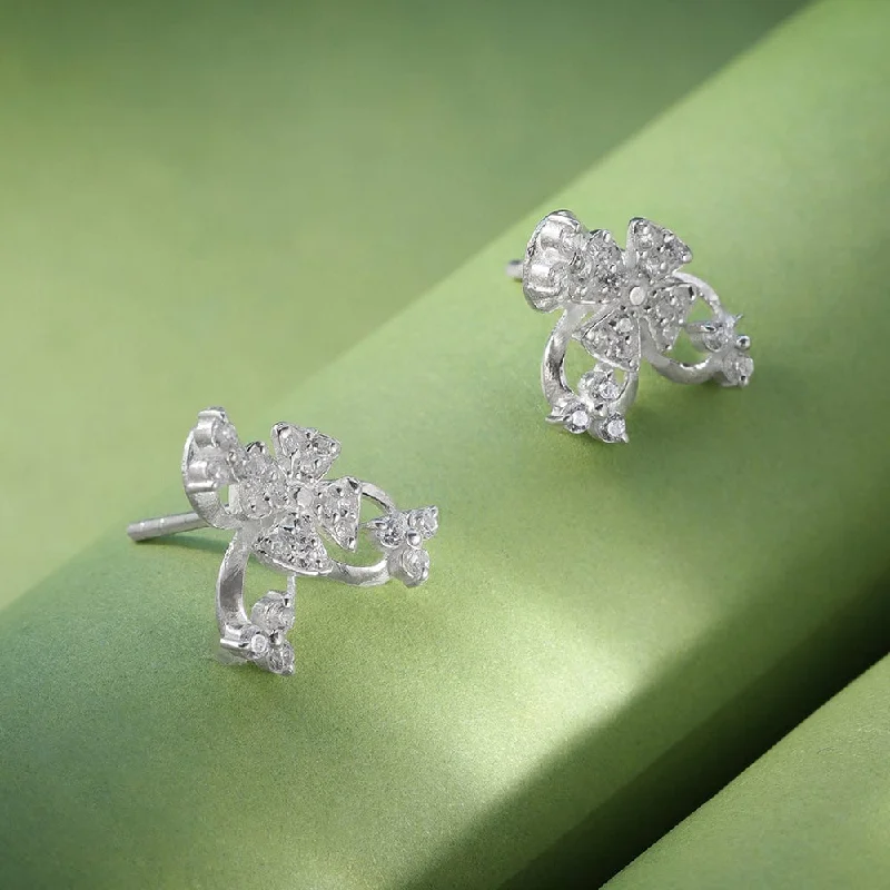 Best hoop earrings with custom engravings for a personalized and meaningful gift-Floral Radiance Silver Studs