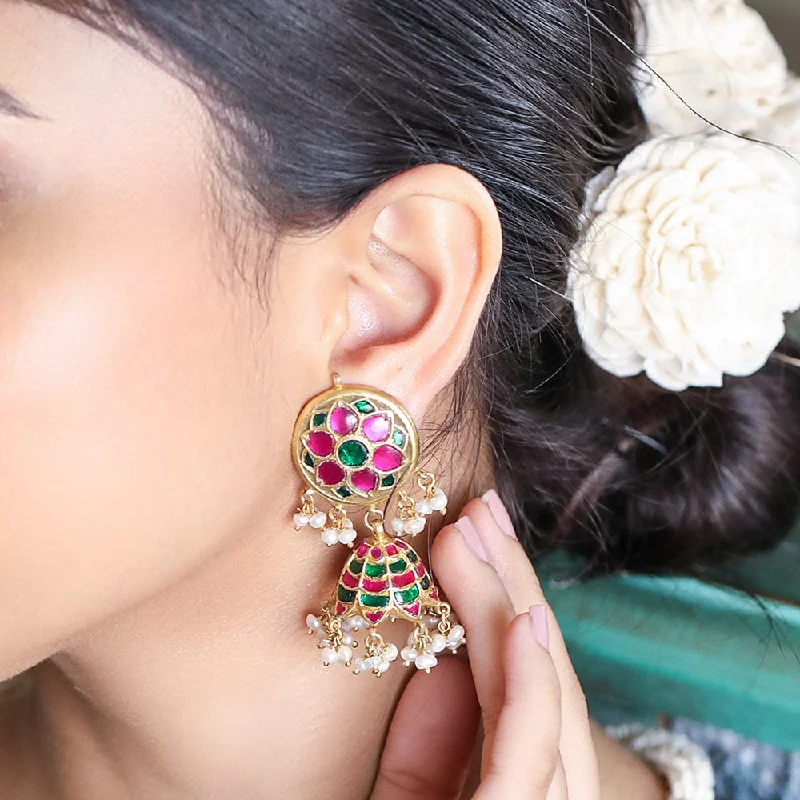 Medium hoop earrings for an everyday look with the perfect balance of style-92.5 SILVER KUNDAN JHUMKA