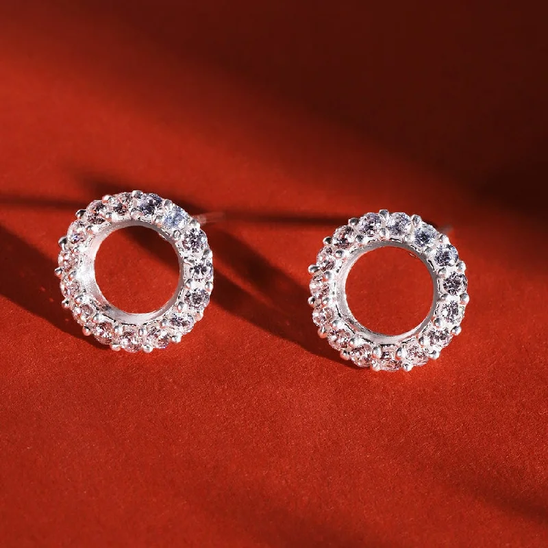 Best hoop earrings with minimalist designs for a clean and modern aesthetic-Silver zircon Earring