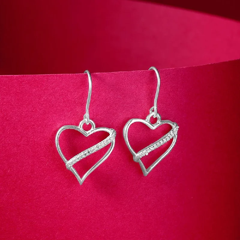 Hoop earrings with luxe velvet finishes for a rich and luxurious touch-Silver Heart Earrings