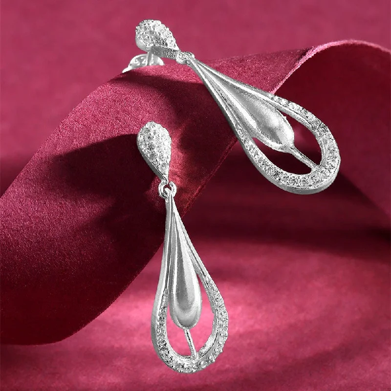 Best hoop earrings with vintage rhinestone embellishments for a retro-glam effect-Silver Zircon Earring