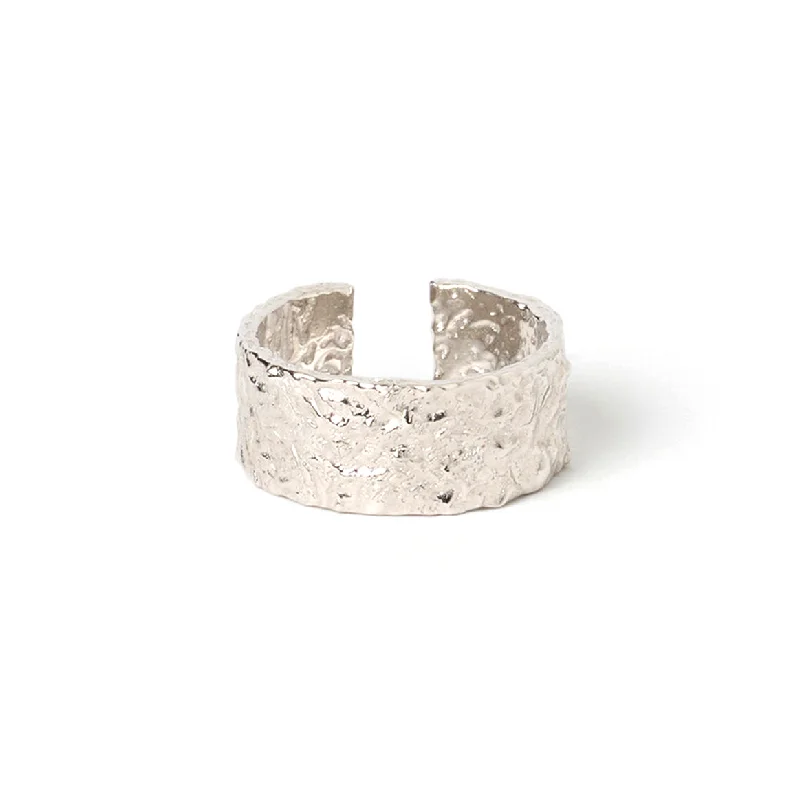 Best hoop earrings with textured silver for a rustic and organic finish-Eros Silver Textured Ring - Large