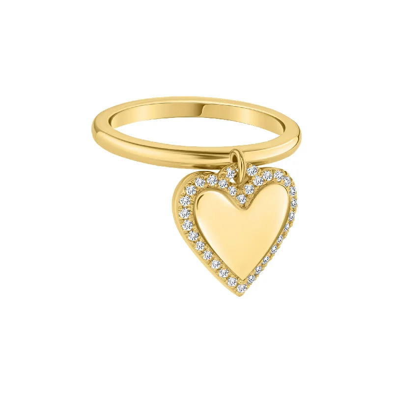 Large hoop earrings for a bold and statement-making fashion accessory-Gold and Diamond Bubble Heart Charm Ring