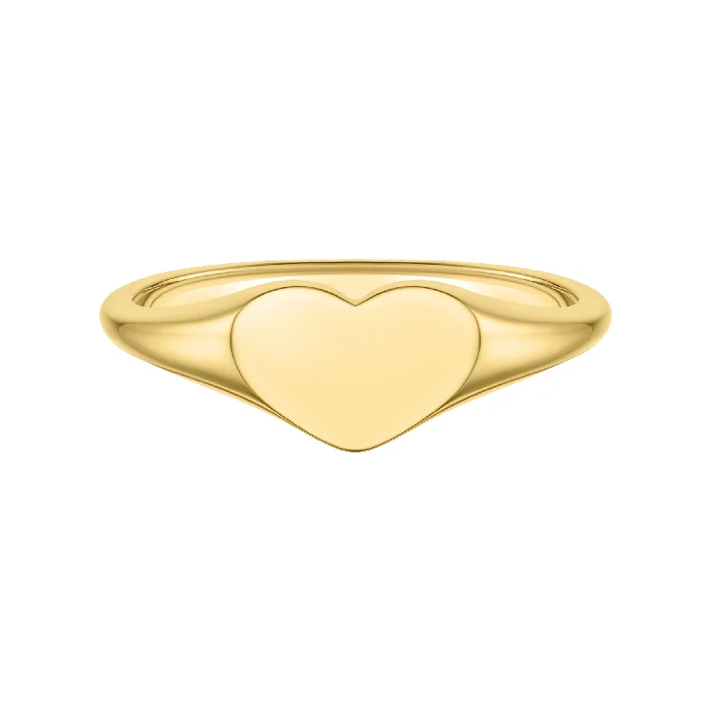 Hoop earrings with cut-out designs for a creative and lightweight effect-Gold Heart Signet Ring