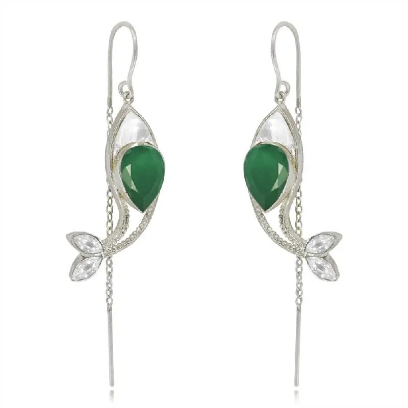 Best hoop earrings with turquoise stones for a bohemian-inspired vibe-Green Fish Sui Dhaga earring