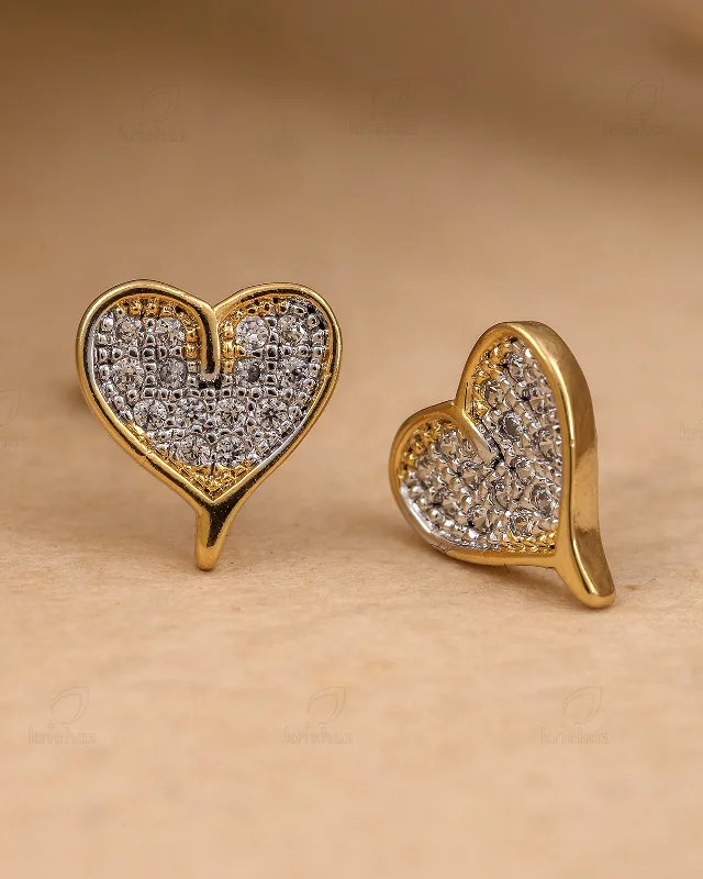 Hoop earrings with polished metal for a shiny and high-quality finish-Heart Mini Cz Studs