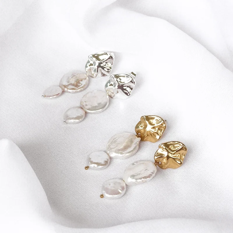 Hoop earrings with artistic filigree designs for an intricate, delicate finish-Kendall - 18ct Gold Plated Stainless Steel Pearl Hoops