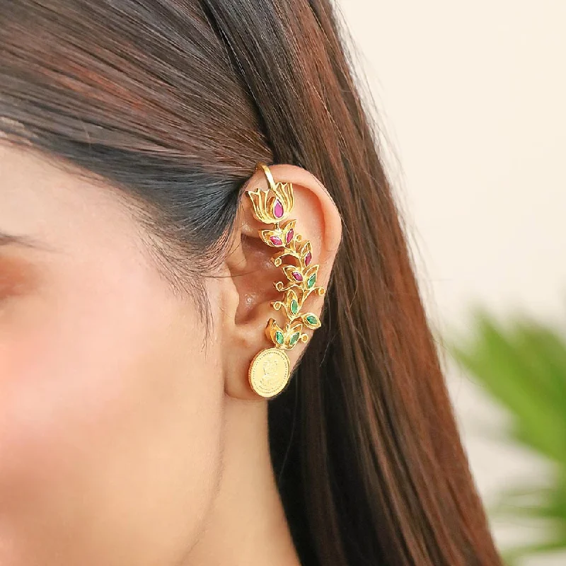 Best hoop earrings with geometric shapes for a modern and artistic appeal-999 silver kuber & lotus earcuff