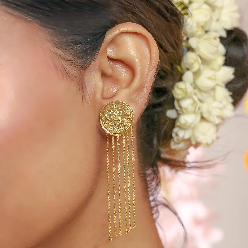 Hoop earrings with hammered copper for a warm and rustic aesthetic-999 Silver Aura Lakshmi Earring