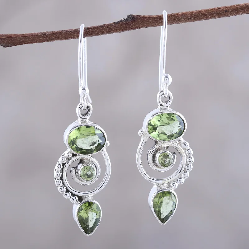 Best hoop earrings with Swarovski crystals for added sparkle and luxury-Meadow Labyrinth Peridot and Sterling Silver Spiral Dangle Earrings