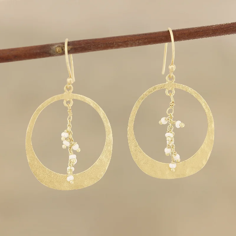 Best hoop earrings with gold for a luxurious and timeless look-Moon Rain Gold Plated Cultured Pearl Dangle Earrings from India