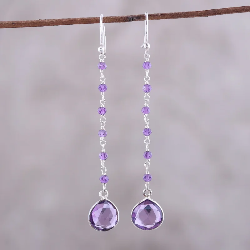 Best hoop earrings with stacked layers for a dimensional and bold look-Morning Drops 8-Carat Amethyst Dangle Earrings from India