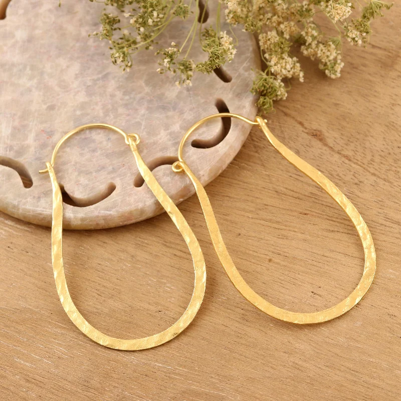 Hoop earrings with multi-tone finishes for a colorful and layered effect-Mystic Loops 22k Gold Plated Sterling Silver Hoop Earrings from India