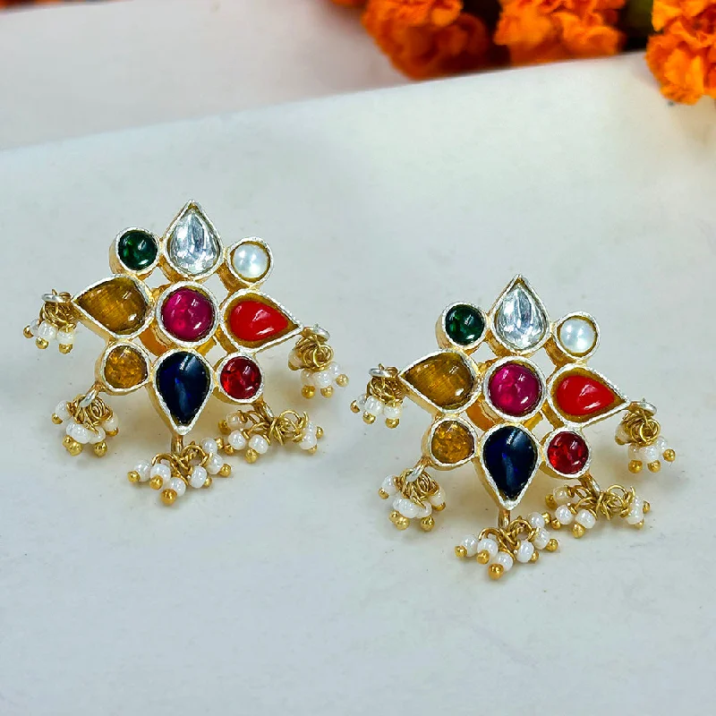 Best hoop earrings with matte finish for a sophisticated, understated design-Essence of Nine Navratan Drops