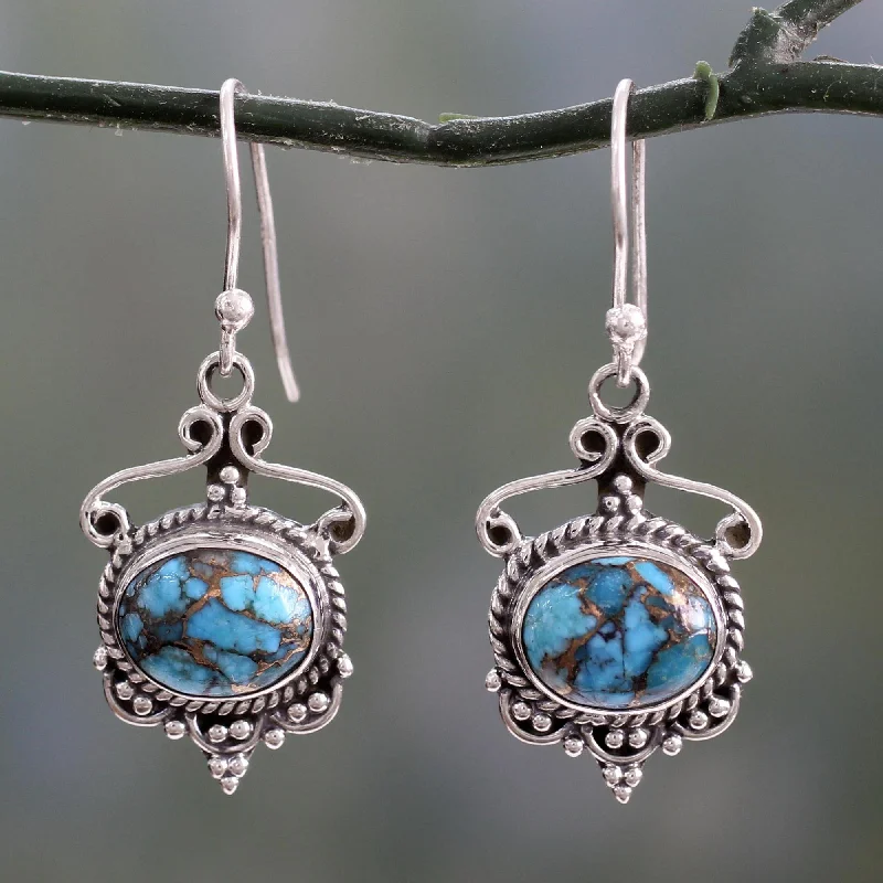 Best hoop earrings with marbled designs for a trendy and artistic effect-Oceans of Love Blue Composite Turquoise and Sterling Silver Dangle Earrings