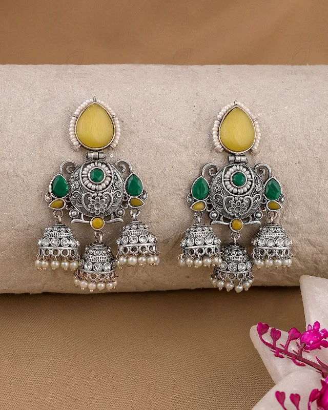 Best hoop earrings with multi-colored gemstones for a vibrant and lively touch-Prakriti Traditional Dangler - wxo