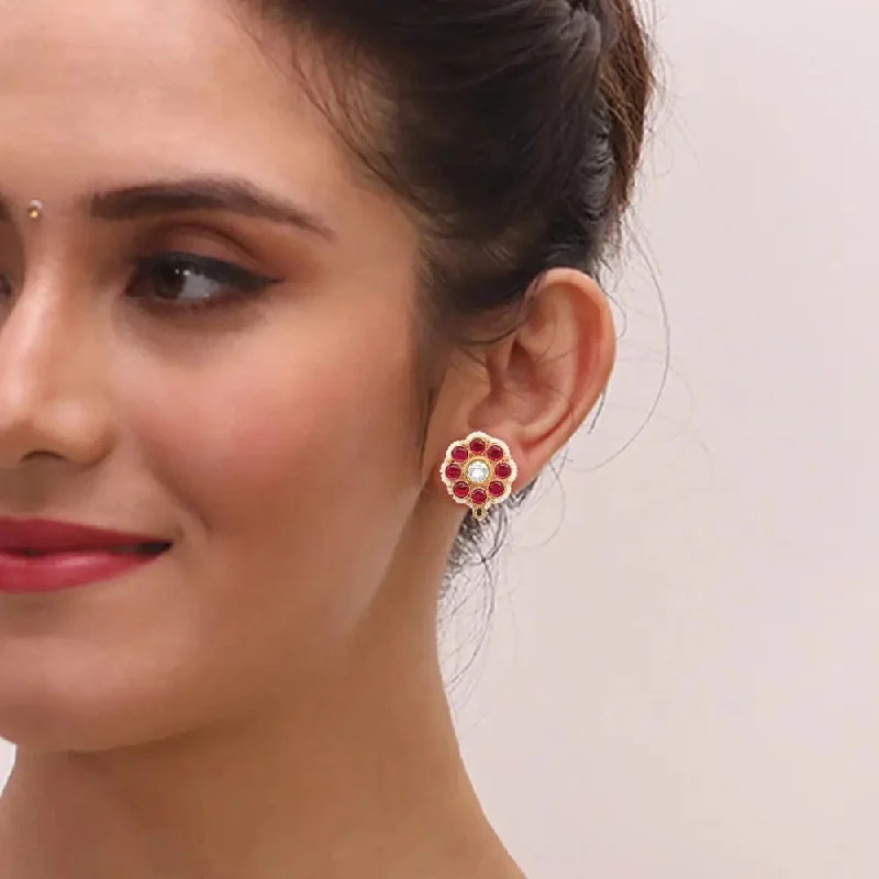 Best hoop earrings with multi-colored gemstones for a vibrant and lively touch-Silver 92.5 KUNDAN SILVER STUDS