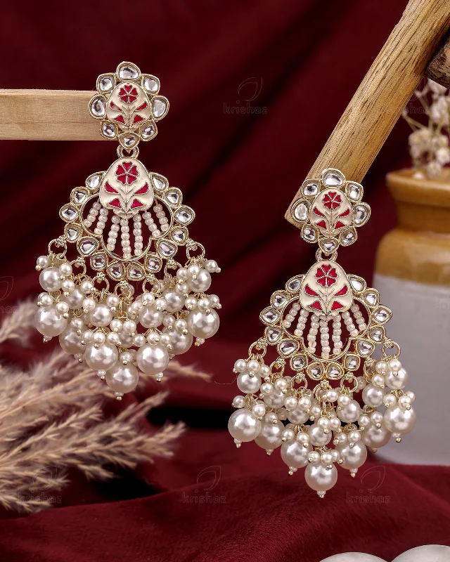 Best hoop earrings with sterling silver for an affordable and chic design-Radha Kundan Danglers