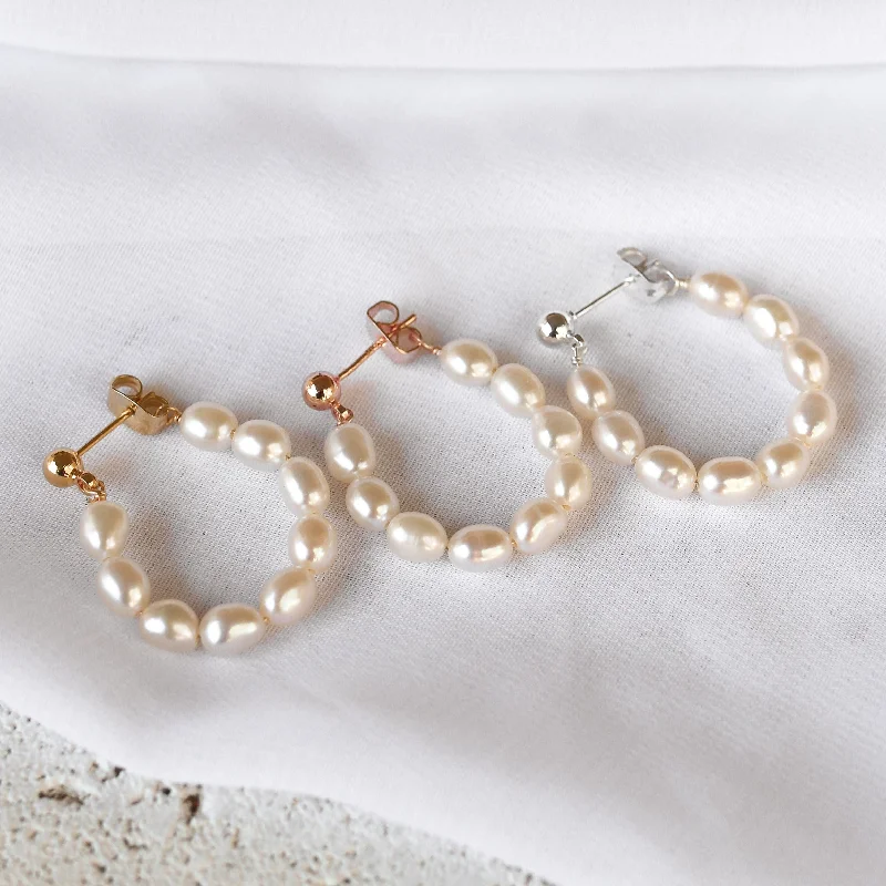 Best hoop earrings with stacked layers for a dimensional and bold look-Sadie - Pearl Earrings in Gold, Silver or Rose Gold