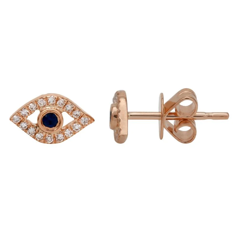 Best hoop earrings with rose gold for a romantic and warm aesthetic-Sapphire Evil Eye Studs