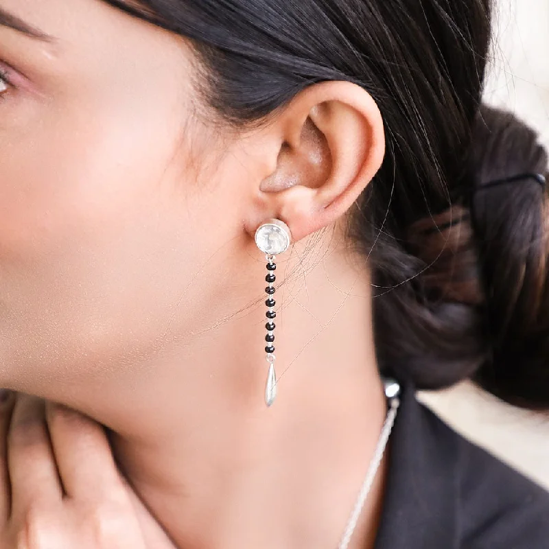 Best hoop earrings with vintage-style detailing for a nostalgic and timeless look-Silver Drop Mangalsutra Earring