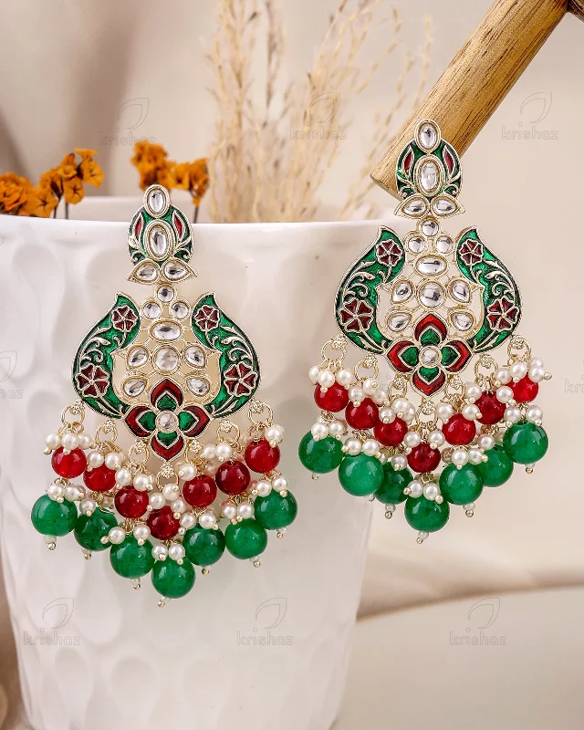 Best hoop earrings with rose gold for a romantic and warm aesthetic-Sreena Kundan Danglers-M