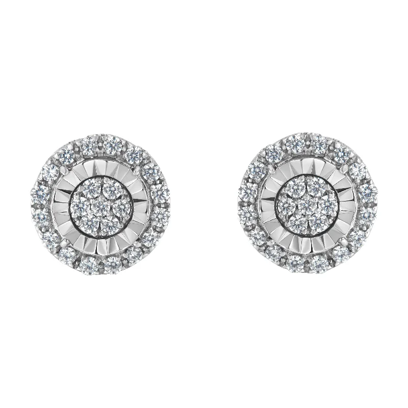 Hoop earrings with rhinestone-studded rims for a glamorous touch-Sterling Silver Diamond Cluster Earrings