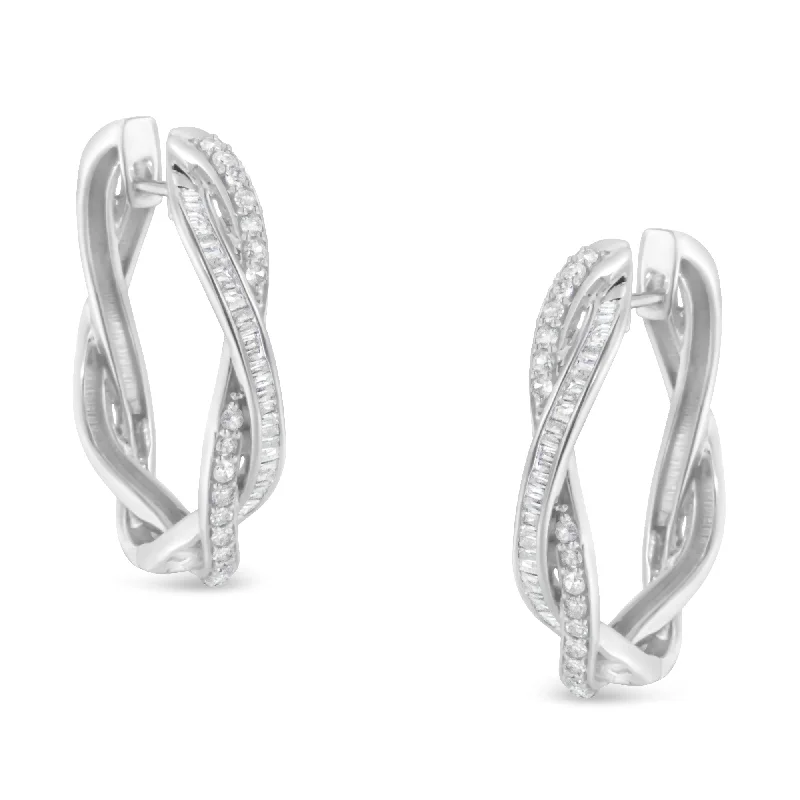 Hoop earrings with circle designs for a classic and timeless shape-Sterling-Silver Diamond Hoop Earring