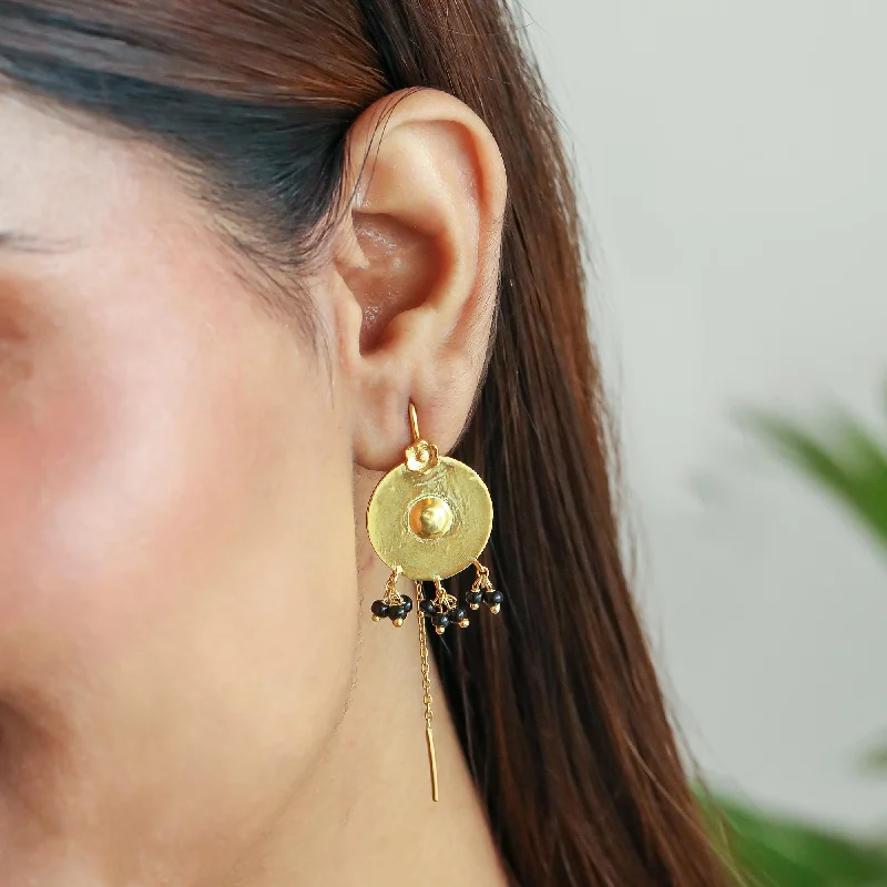 Medium hoop earrings for an everyday look with the perfect balance of style-Silver Mangalsutra Sui Dhaga Earrings