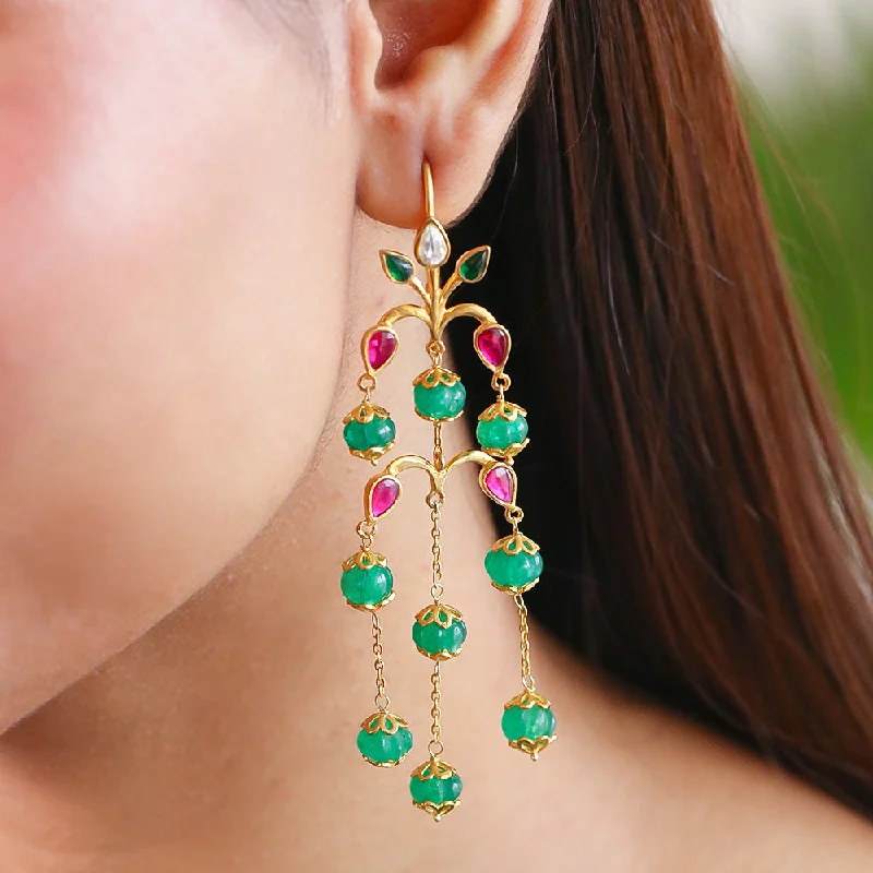 Best hoop earrings with asymmetrical designs for a fashion-forward, avant-garde look-Silver Gulmohar Sui Dhaga Earrings