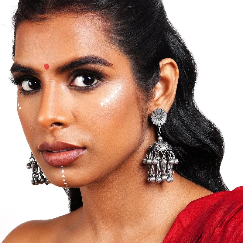 Best hoop earrings with tribal designs for a cultural and exotic aesthetic-Teejh Charumati Oxidised Earrings