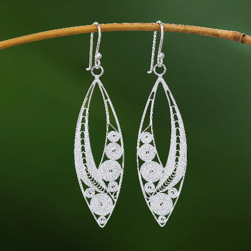 Best hoop earrings with matching bracelets for a coordinated jewelry set-Virtuosity Elegant Sterling Silver Filigree Dangle Earrings