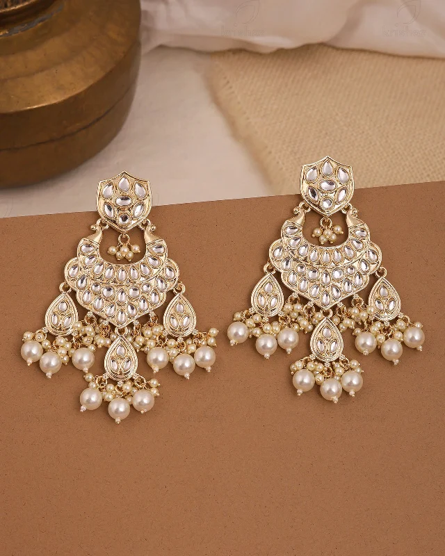 Hoop earrings with floral motifs for a feminine and nature-inspired look-Vrish Kundan Danglers-M